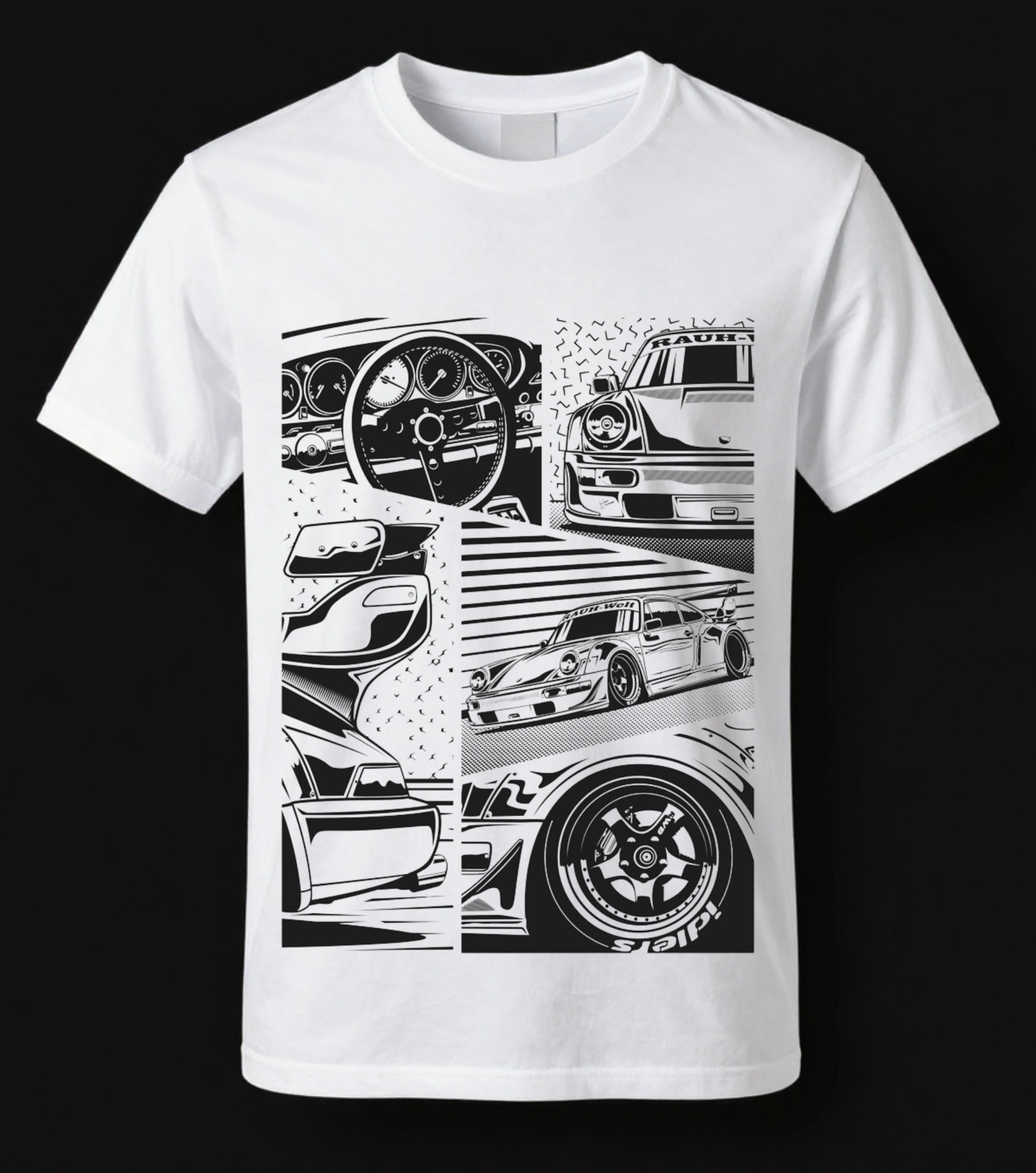 CABO JDM Sports Car Graphic T-Shirt – 100% Cotton Regular Fit Streetwear Tee | Retro Racing Car Panel Design | Unisex Automotive Graphic T-Shirt