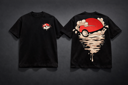 CABO Anime PokeBall Graphic T-Shirt – 100% Cotton Regular Fit Streetwear Tee | Oversized Back Print | Casual Graphic Tee