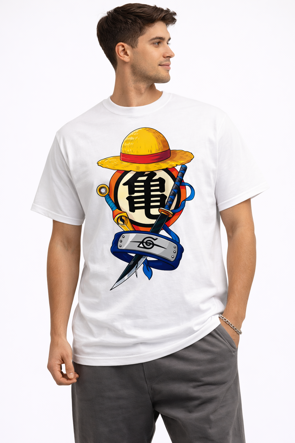 CABO Anime Adventure Graphic T-Shirt – 100% Cotton Regular Fit Streetwear Tee | Japanese Anime Inspired Straw Hat Design | Unisex Casual Graphic T-Shirt