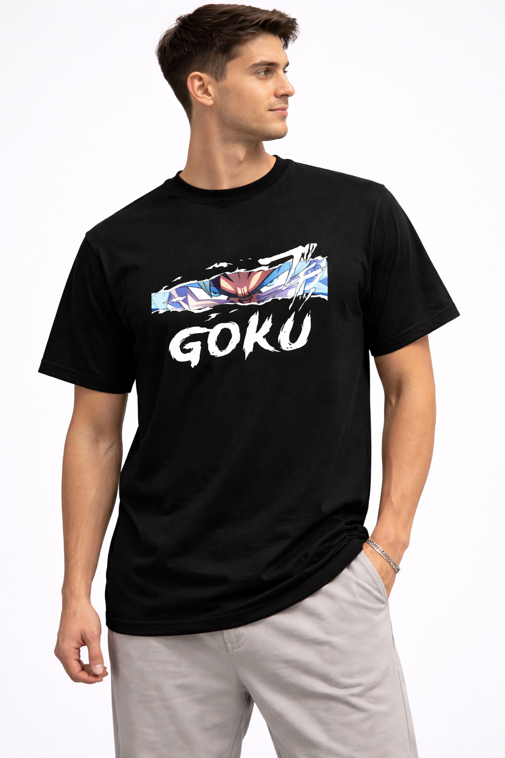 CABO Saiyan Anime Graphic T-Shirt – 100% Cotton Regular Fit Streetwear Tee | Anime Eyes Power Design | Unisex Casual Anime Graphic T-Shirt