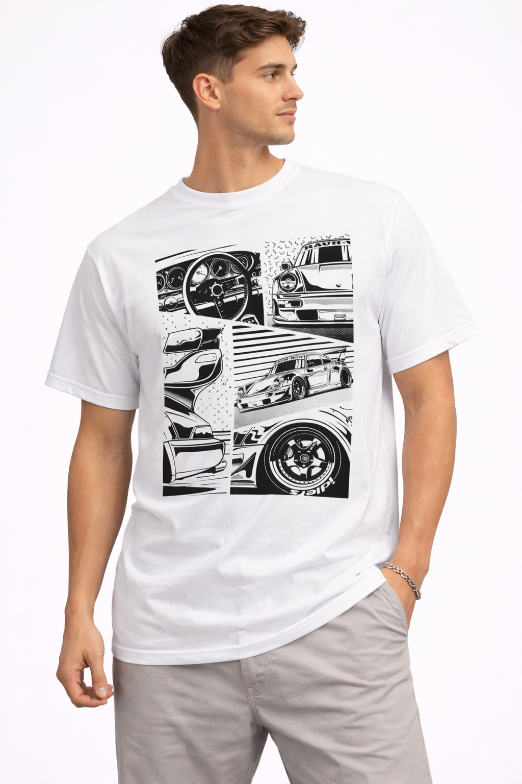 CABO JDM Sports Car Graphic T-Shirt – 100% Cotton Regular Fit Streetwear Tee | Retro Racing Car Panel Design | Unisex Automotive Graphic T-Shirt