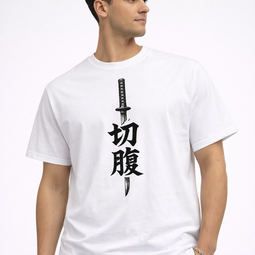 CABO Samurai Katana Graphic T-Shirt – 100% Cotton Regular Fit Streetwear Tee | Japanese Kanji Sword Design | Unisex Minimalist Anime Style T-Shirt