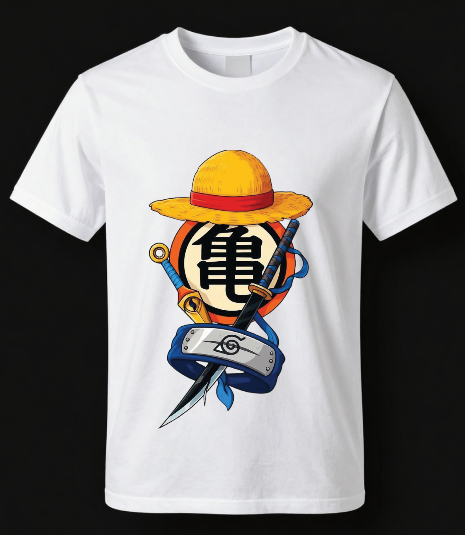 CABO Anime Adventure Graphic T-Shirt – 100% Cotton Regular Fit Streetwear Tee | Japanese Anime Inspired Straw Hat Design | Unisex Casual Graphic T-Shirt